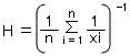 H=1/(1/n1/xi)