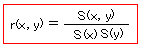 r(x,y)=S(x,y)/S(x)S(y)